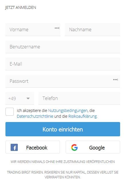 In wenigen Schritten ist das eToro Konto eröffnet.
