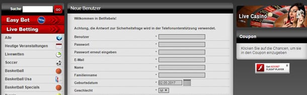 Das Betrebels Online Anmeldeformular im Blick