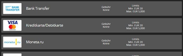 Mehrere Energybet Auszahlungsarten in der Übersicht