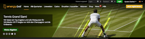 Energybet Webseite