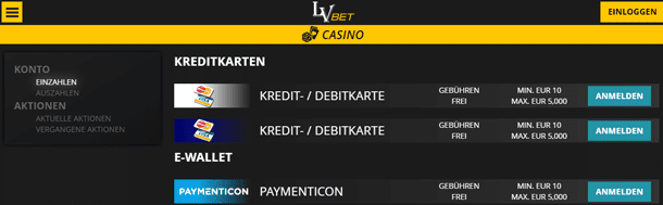 LVBet Zahlungsmethoden