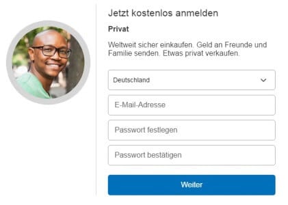 Paypal Account registrieren