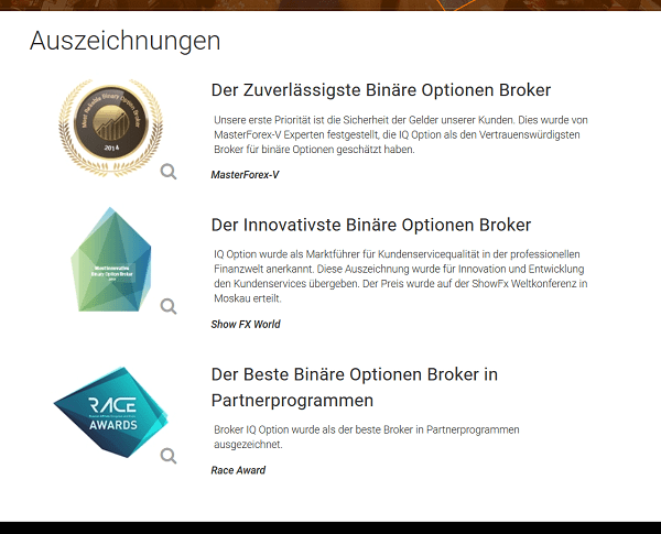 Die Auszeichnungen von IQ Option