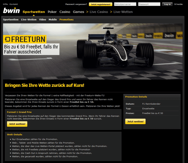 Screenshot bwin Freeturn Bedingungen
