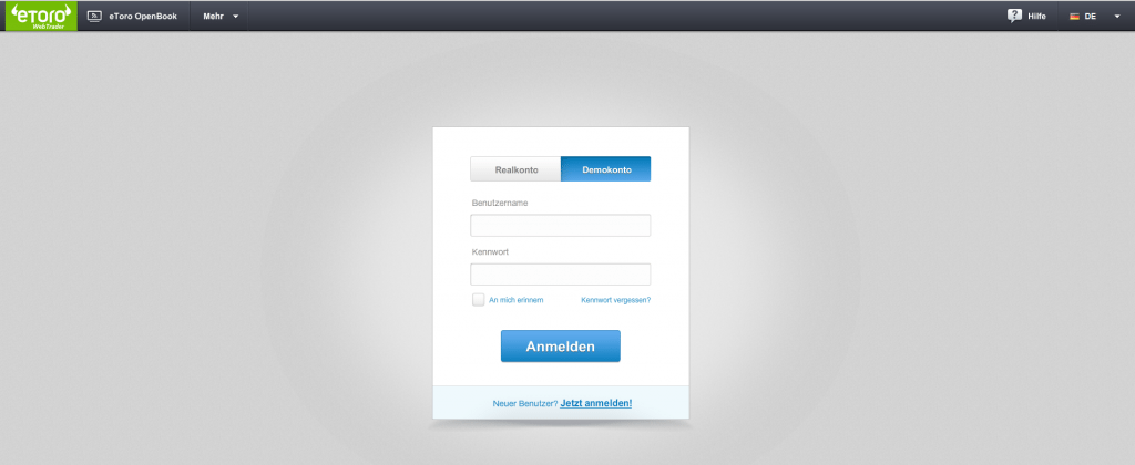 Demotrader können sich erst im WebTrader in ihr Demokonto einloggen