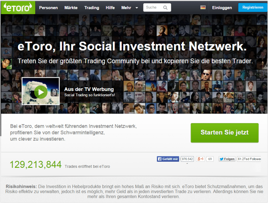 Kunden handeln bei eToro über das OpenBook, den WebTrader oder Mobile Trading Apps