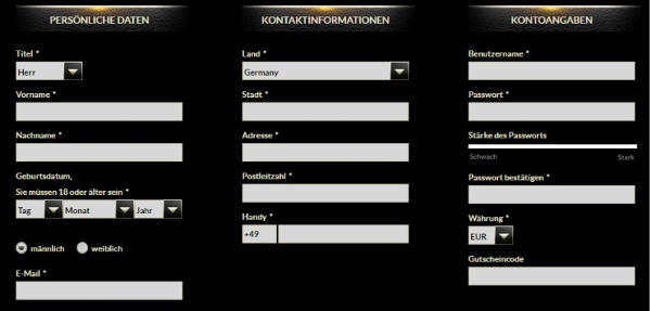 Registrierung bei EuroGrand