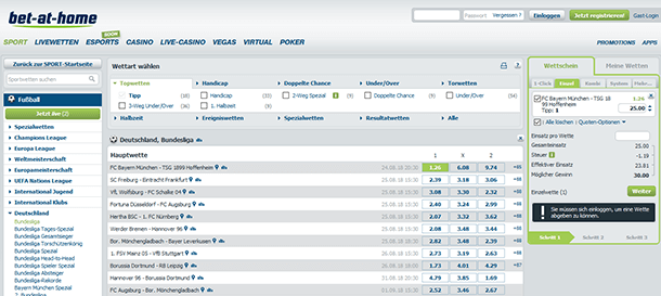 Bet-at-Home Wettquoten