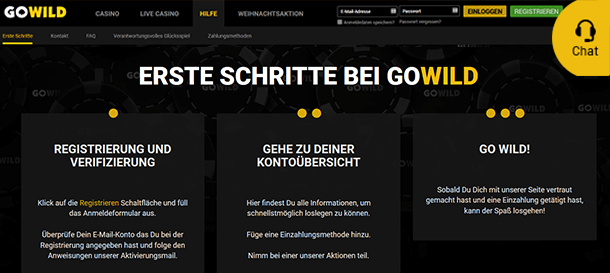 Gowild Casino erste Schritte