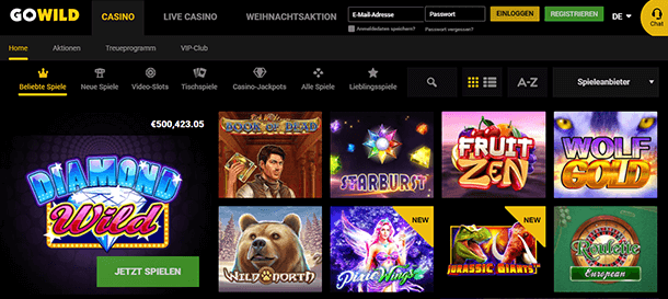 Go Wild Casino: Spieleangebot bei Gowild