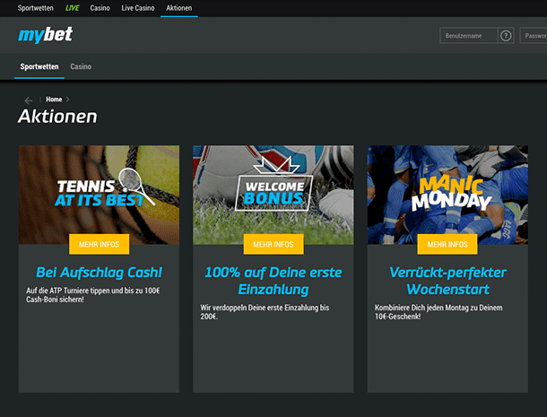 Screenshot Prämienprogramm Bookie mybet