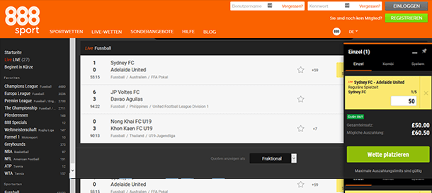 888sport Live Wetten