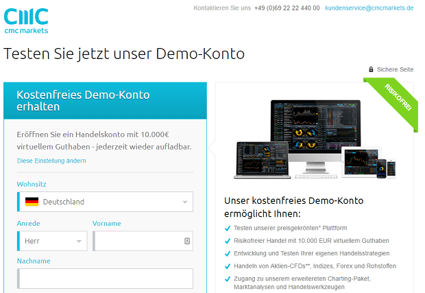 CMC Markets Demokonto-Eröffnung