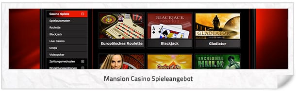 Mansion Casino Spielangebot