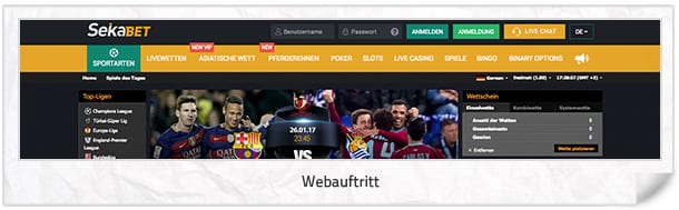 Sekabet Webauftritt