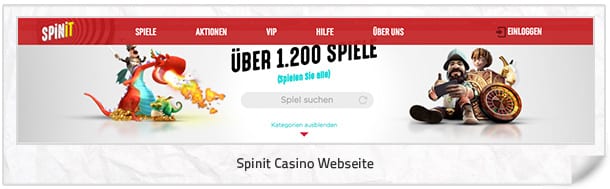 Spinit Casino Webseite
