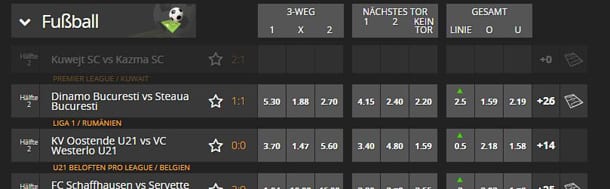 Das Energybet Live-Center im Überblick