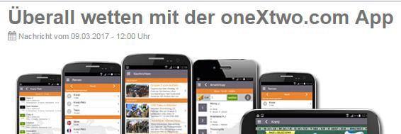 Mobile OneXTwo App für iOS und Android verfügbar