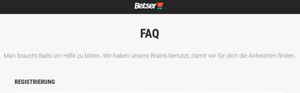FAQ-Bereich bei betser vorhanden