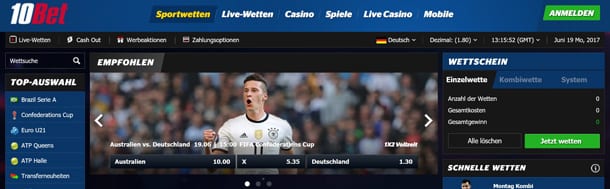 10bet Startseite Überblick Usability