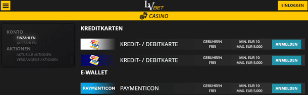 LVBet Zahlungsmethoden