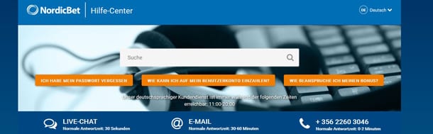 Support von Nordicbet