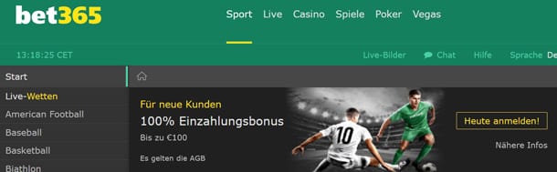 Überblick Wetten bei bet365