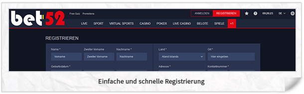 Bet-52 Registrierung