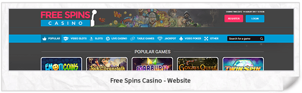 Free Spins Casino Webseite