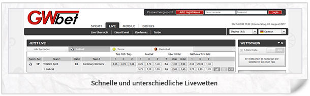 GWBet Live-Wetten