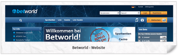 Betworld Webseite