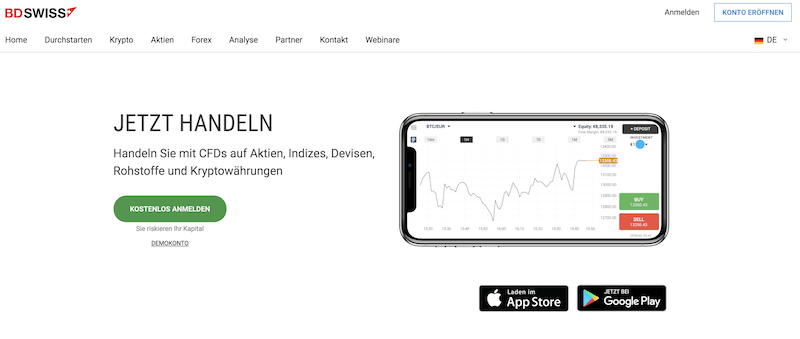 BDSwiss Kryptowährungen App