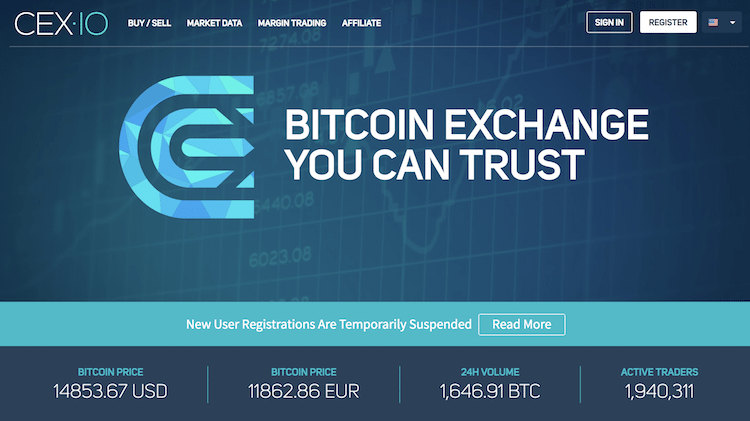 CEX.io Homepage