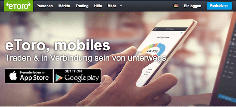 eToro mobile Handel