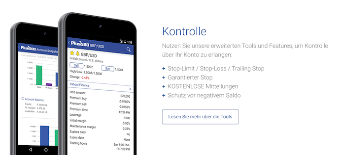 Auch der mobile Handel ist bei Plus500 möglich