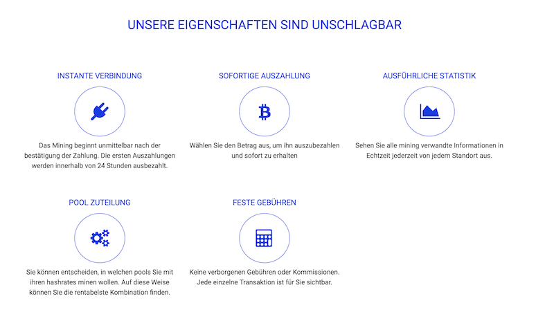 HashFlare Eigenschaften