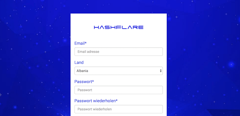 HashFlare Kontoeröffnung