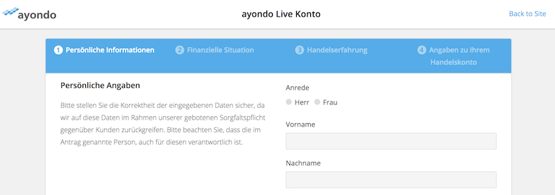 Ayondo Kontoeröffnung