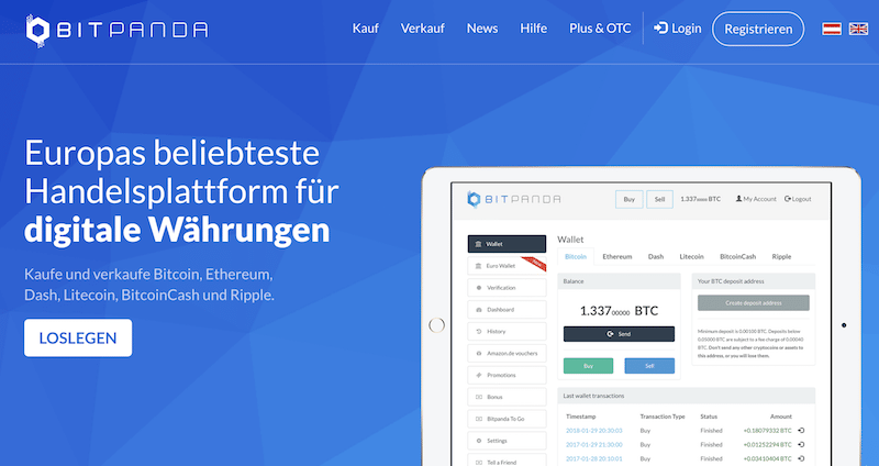 BitPanda Homepage