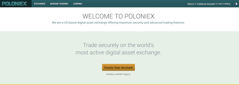 Poloniex Webseite