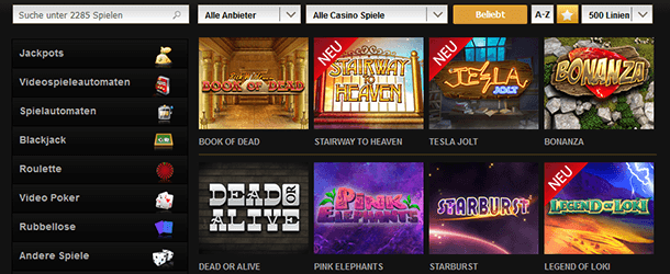 Videoslots Casino Spiele