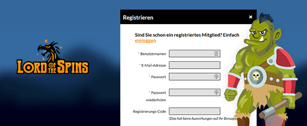 Lord Of The Spins Anmeldung in wenigen Minuten!