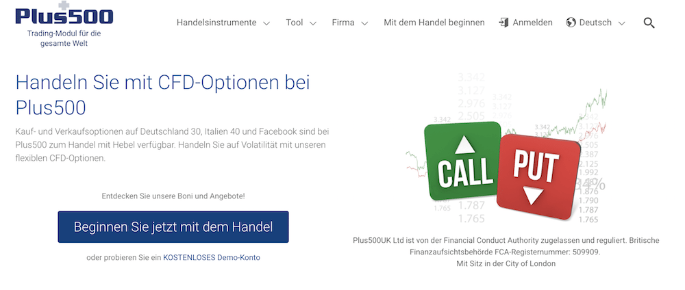 Plus500 CFDs auf Optionen