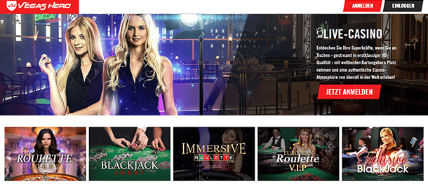 Vegas Hero Casino Livespiele