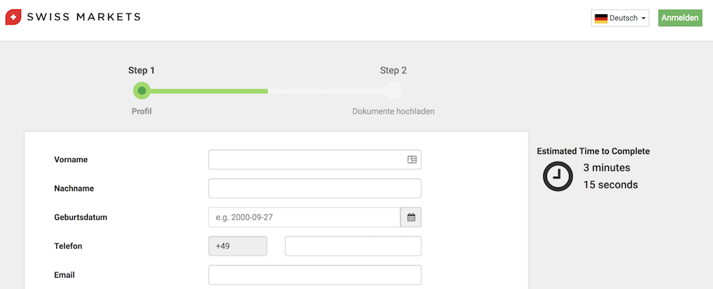 Swiss Markets Kontoeröffnung