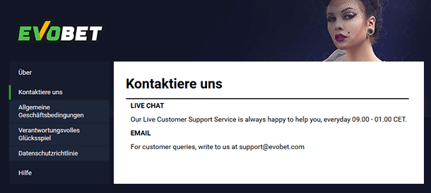 Evobet Casino Kundensupport 