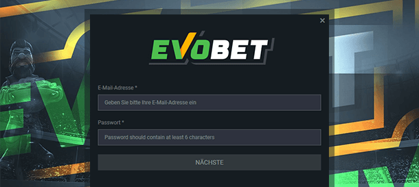 Evobet Casino Registrierung