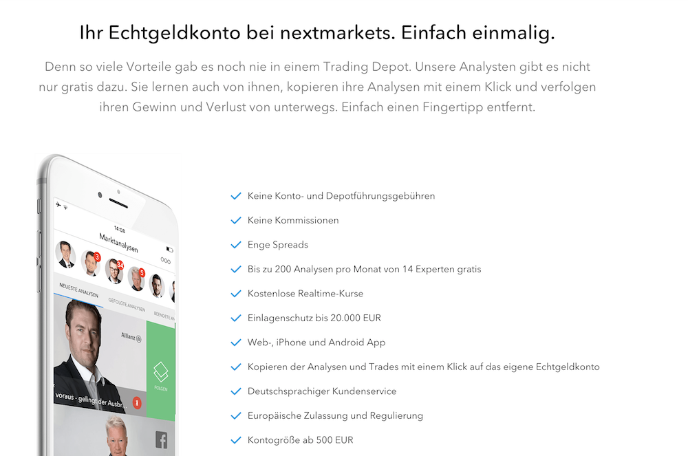 nextmarkets Konto