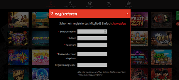 bCasino Registrierung 