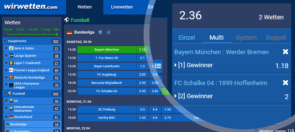 WirWetten Wettangebot und Wettschein 